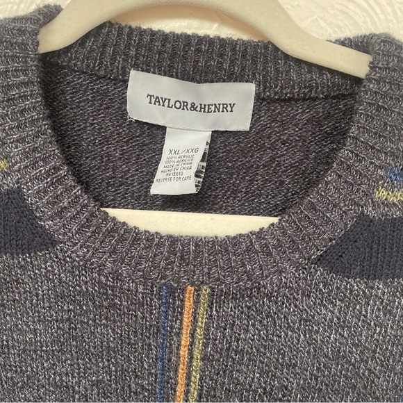Taylor And Henry MEN'S 2X Large Sweater Charcoal Gray Long Sleeve Crew Neck NWT - Picture 3 of 3